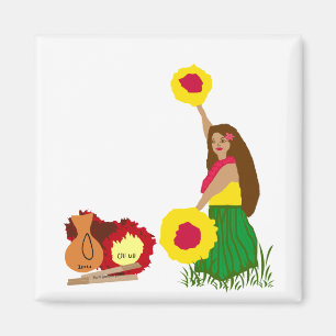 Hula Dancer met haar Hawaiian Instruments magnet