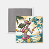 Hula Dancer op de Hawaïaanse eilanden Aloha Magneet (Voorkant / Achterkant)