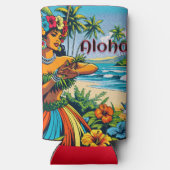 Hula Dancer op de Hawaïaanse eilanden Aloha Seltzer Blikjeskoeler (Achterkant)