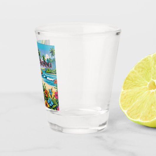 Hula Dancer op de Hawaïaanse eilanden Aloha Shot Glas (Rechts)