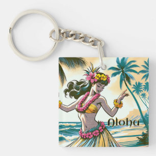 Hula Dancer op de Hawaïaanse eilanden Aloha Sleutelhanger