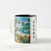  Hula Dancer op de Hawaïaanse eilanden Tweekleurige Koffiemok (Voorkant links)