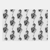 Hula Dancer Originele Waterverf Miranda B & W Inpakpapier Vel (Voorkant 3)