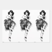 Hula Dancer Originele Waterverf Miranda B & W Inpakpapier Vel (Voorkant)