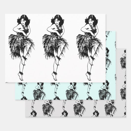 Hula Dancer Originele Waterverf Miranda B & W Inpakpapier Vel (Set)