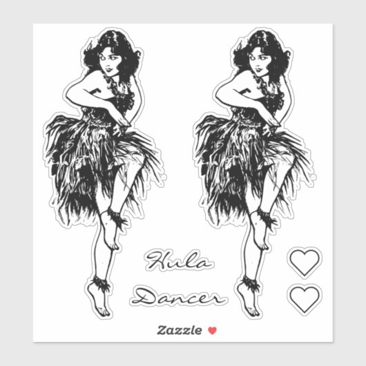 Hula Dancer Pin Up Girl Large Vinyl Sticker (Vel)