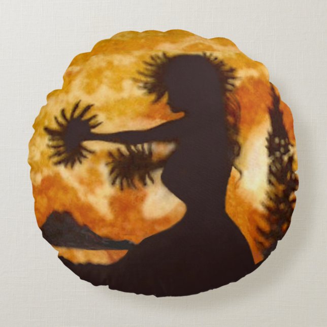 Hula Dancer Rond Kussen (Voorkant)