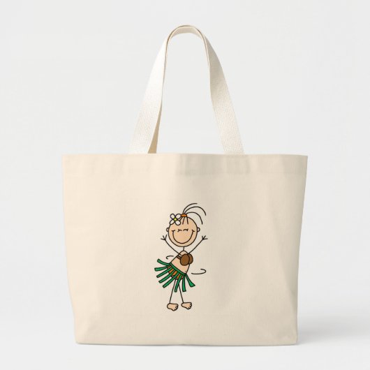 Hula Dancer Stick Figuur Bag Grote Tote Bag (Voorkant)