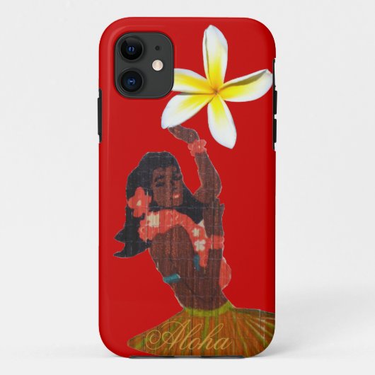 Hula Dancer Tropical Plumeria on red Case-Mate iPhone Case (Achterkant)