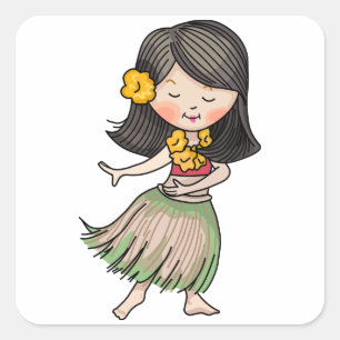 Hula Dancer Vierkante Sticker