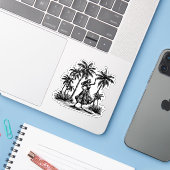 Hula Dancer vinyl sticker (Laptop met iPhone)