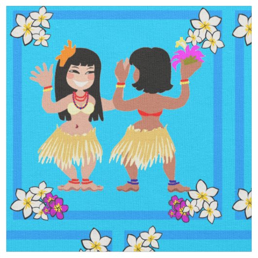 Hula Dancers Print op stof (Close Up)