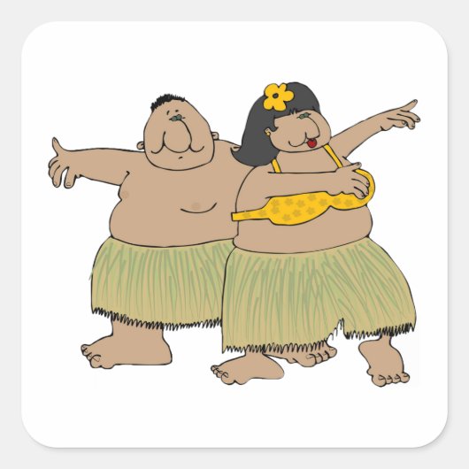 Hula Dancers Vierkante Sticker (Voorkant)