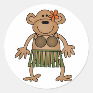 Hula Dancing Monkey Ronde Sticker