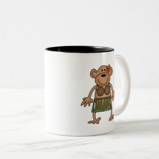 Hula Dancing Monkey Tweekleurige Koffiemok (Voorkant rechts)