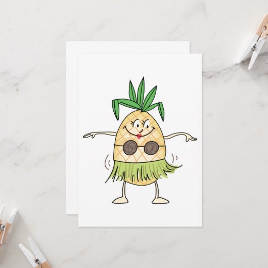 Hula Dancing Pineapple Kaart (Voorkant / Achterkant in situ)