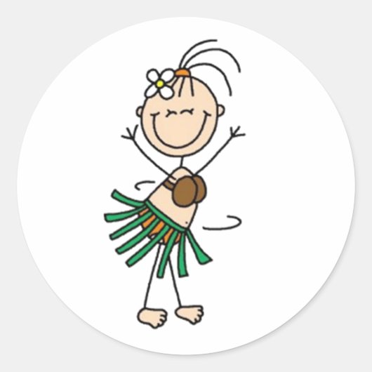 Hula Dancing Stick Figuur Ronde Sticker (Voorkant)