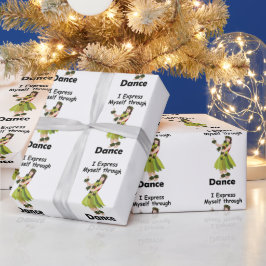 Hula-danser die zichzelf uitdrukt door middel van cadeaupapier