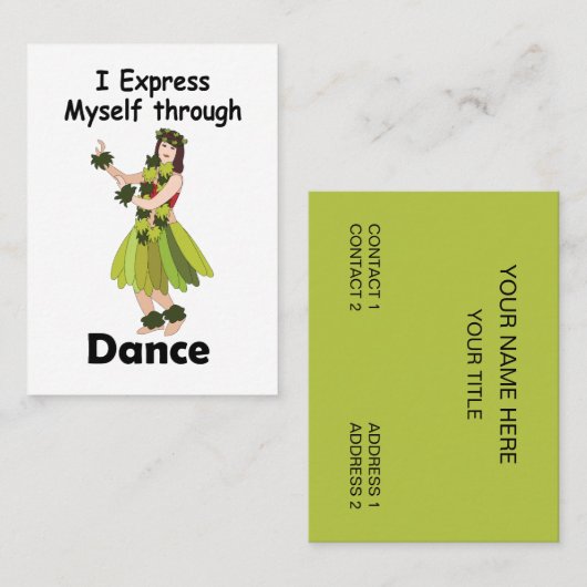 Hula Danser Meisje Dansinstructeur Visitekaartje (Voorkant / Achterkant)