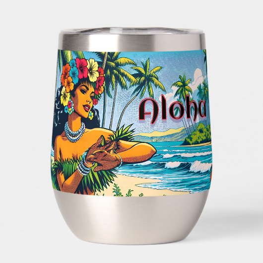 Hula-danser op de Hawaiaanse eilanden Aloha (Achterkant)