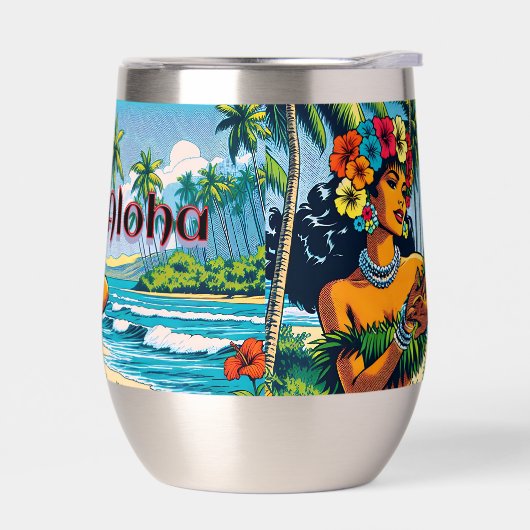 Hula-danser op de Hawaiaanse eilanden Aloha (Links)