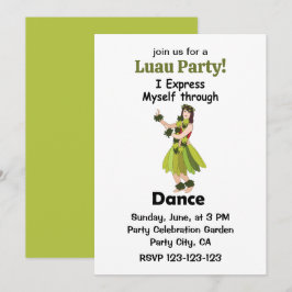 Hula-danseres meisje dat dans uitdrukt Luau-feest Kaart