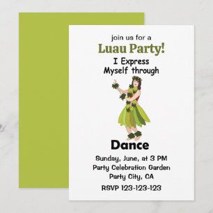 Hula-danseres meisje dat dans uitdrukt Luau-feest Kaart