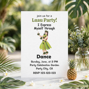 Hula-danseres meisje dat dans uitdrukt Luau-feest Kaart