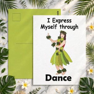 Hula-danseres meisje dat zichzelf uitdrukt door mi briefkaart