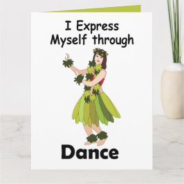 Hula-danseres meisje dat zichzelf uitdrukt door mi kaart
