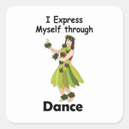 Hula-danseres meisje dat zichzelf uitdrukt door mi vierkante sticker
