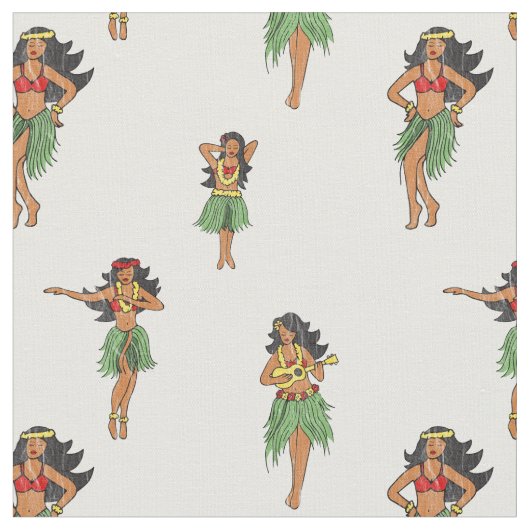  Hula Dansling Girls Hawaiian Patterned Stof (Close Up)