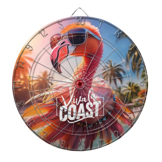 Hula Flamingo met zonnebril Dartbord (Voorkant)