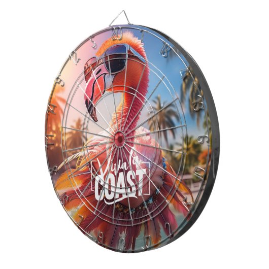 Hula Flamingo met zonnebril Dartbord (Voorkant Rechts)