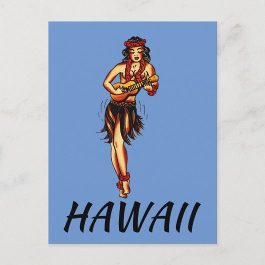 Hula Girl -  Briefkaart Hawaii (Voorkant)