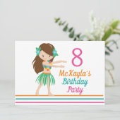 Hula Girl Cute Custom Luau Birthday Party Kaart (Staand voorkant)