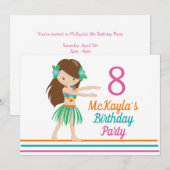 Hula Girl Cute Custom Luau Birthday Party Kaart (Voorkant / Achterkant)