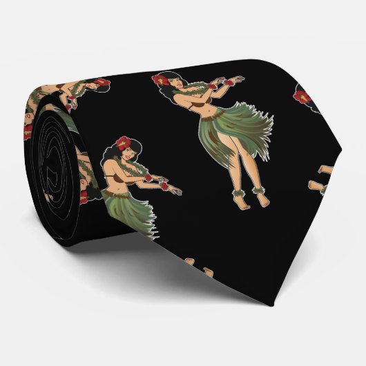 Hula Girl Dancing Pattern Stropdas (Opgerold)