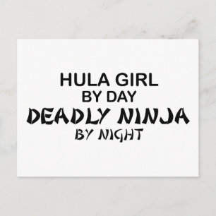 Hula Girl Deadly Ninja bij nacht Briefkaart
