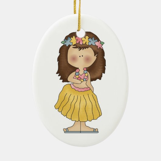 Hula Girl Hawaii Keramisch Ornament (Achterkant)