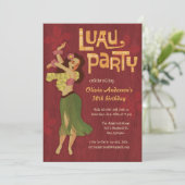 Hula Girl Hawaiian Luau-uitnodigingen Kaart (Staand voorkant)
