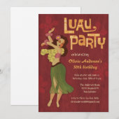 Hula Girl Hawaiian Luau-uitnodigingen Kaart (Voorkant / Achterkant)
