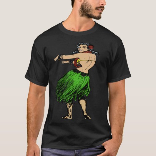 Hula Girl Hawaiian Vacation Hawaii Dancer Pin Up T-shirt (Voorkant)