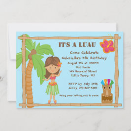 Hula Girl Luau Birthday Uitnodiging