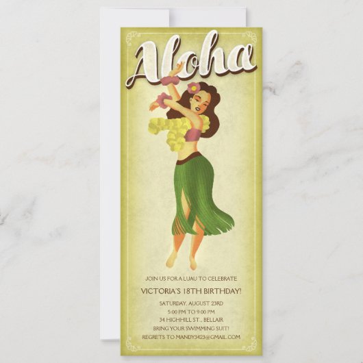 Hula Girl Luau Party Invitations Kaart (Voorkant)