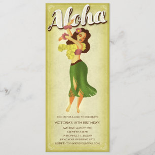 Hula Girl Luau Party Invitations Kaart