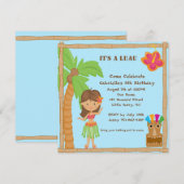Hula Girl Luau Square Birthday Invitation Kaart (Voorkant / Achterkant)