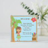 Hula Girl Luau Square Birthday Invitation Kaart (Staand voorkant)