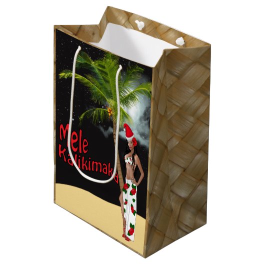 Hula Girl Mele Kalikimaka Kerstmedium Medium Cadeauzakje (Voorkant Gekanteld)