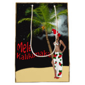 Hula Girl Mele Kalikimaka Kerstmedium Medium Cadeauzakje (Achterkant)